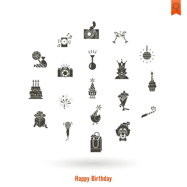 Happy Birthday Icons Set — Stock Vector