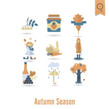 Düz sonbahar simgeler kümesi