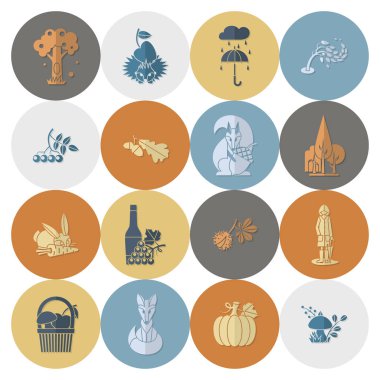 Düz sonbahar simgeler kümesi