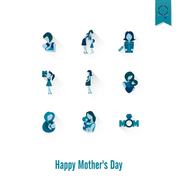 Feliz Día de las Madres Iconos — Vector de stock