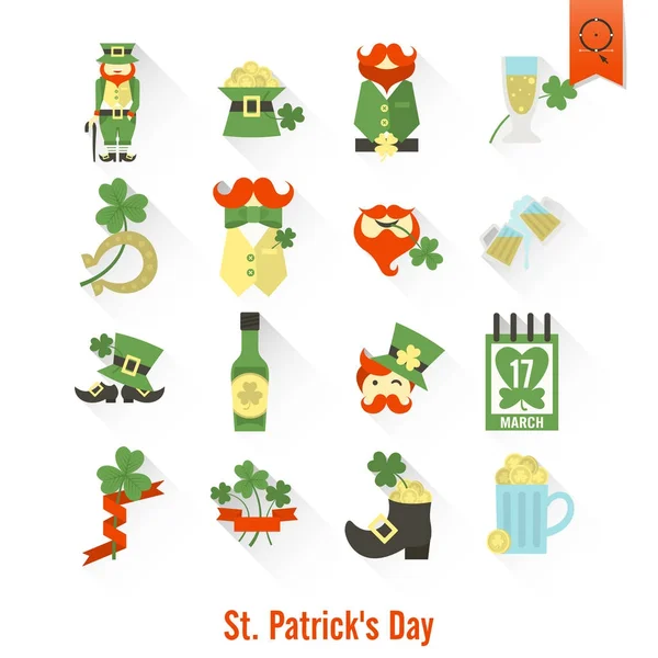 Saint Patricks Day Isolated Icon Set - Stok Vektor