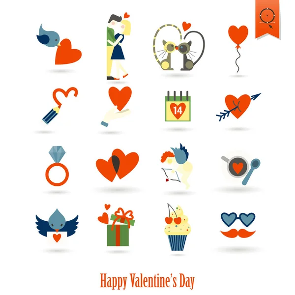 Szczęśliwy dzień valentines ikony — Wektor stockowy