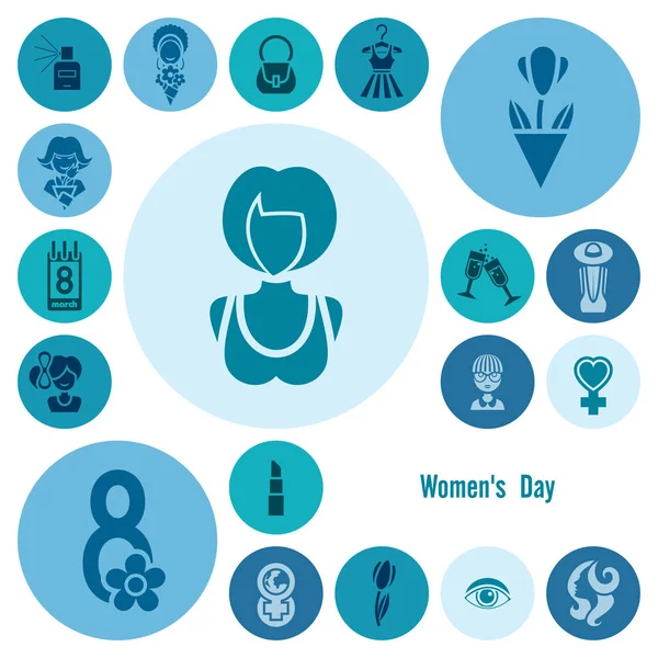 Womans Day Icon Set — Stock Vector