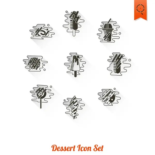 Dessert Ikonuppsättning i moderna plattgränssnitt stil — Stock vektor