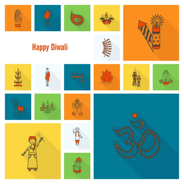 Diwali. Indický Festival ikony — Stockový vektor