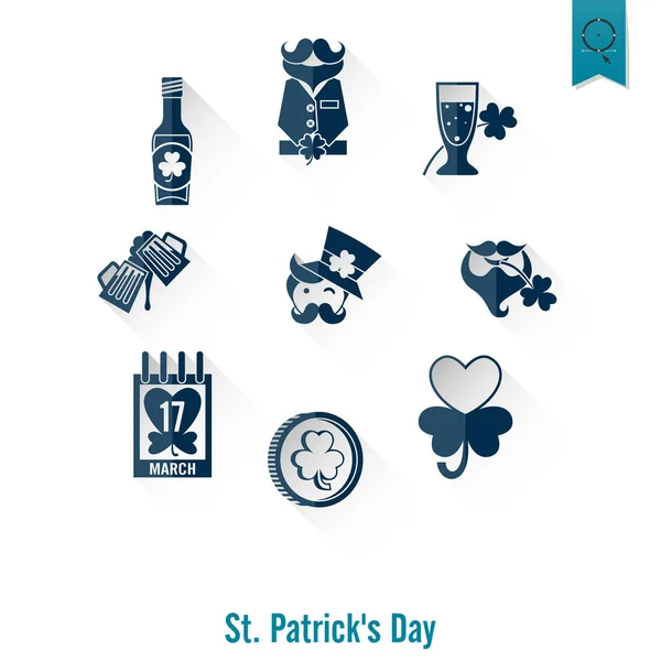 Saint Patricks Day Icon Set izole — Stok Vektör