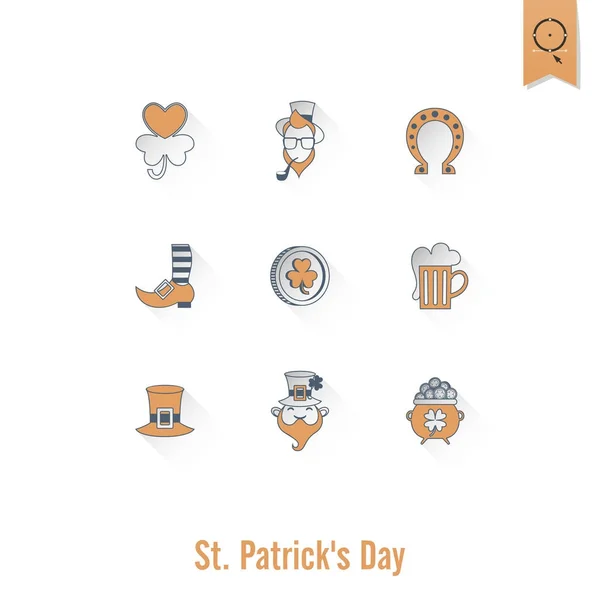 Saint Patricks Day Isolated Icon Set - Stok Vektor