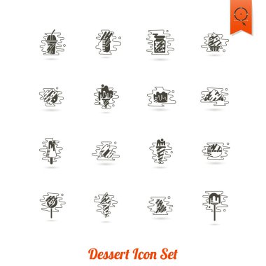 Modern düz tasarım tarzında tatlı Icon Set