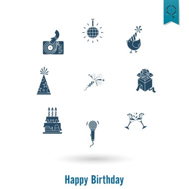 Mutlu doğum günü Icons set