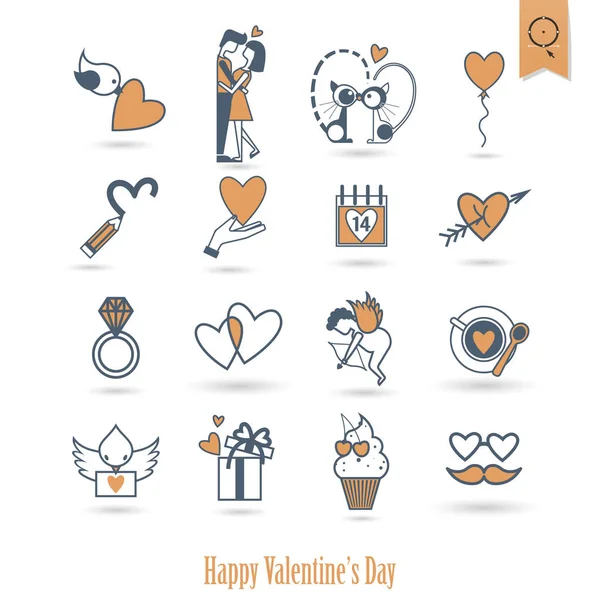 Joyeuses icônes Saint-Valentin — Image vectorielle