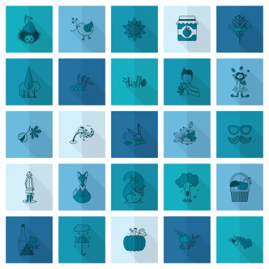 Düz sonbahar simgeler kümesi