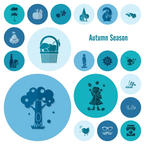 Set of Flat Autumn Icons — Stock Vector