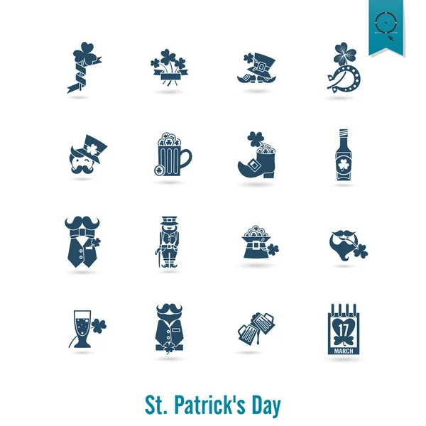 Saint Patricks Day Icon Set izole — Stok Vektör