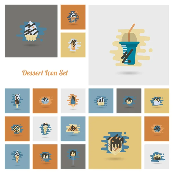 Dessert Icon Set in moderne platte designstijl — Stockvector