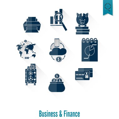 iş ve finans simgesi seti