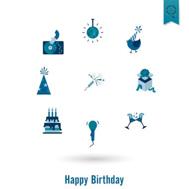 Mutlu doğum günü Icons set