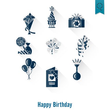 Mutlu doğum günü Icons set