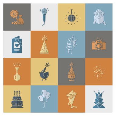 Mutlu doğum günü Icons set