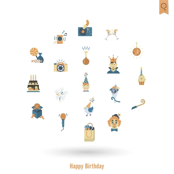 Ensemble d'icônes Joyeux anniversaire — Image vectorielle