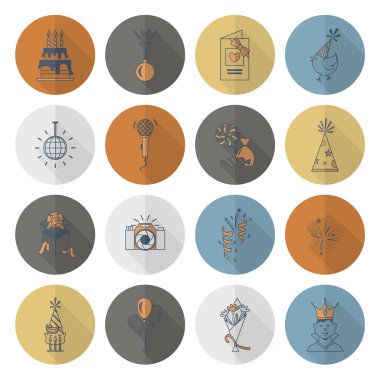 Mutlu doğum günü Icons set