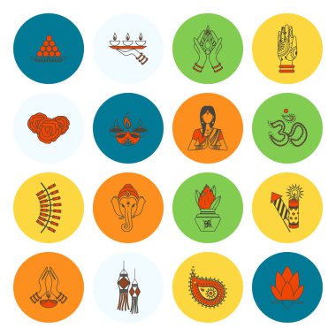 Diwali. Hint Festivali simgeler