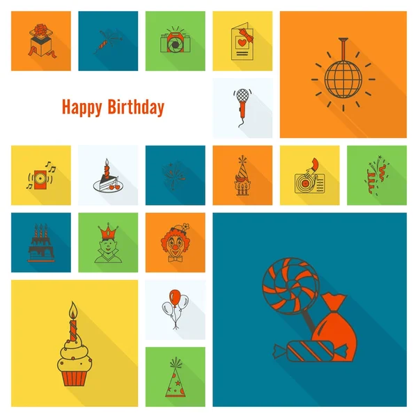 Conjunto de iconos de feliz cumpleaños — Vector de stock