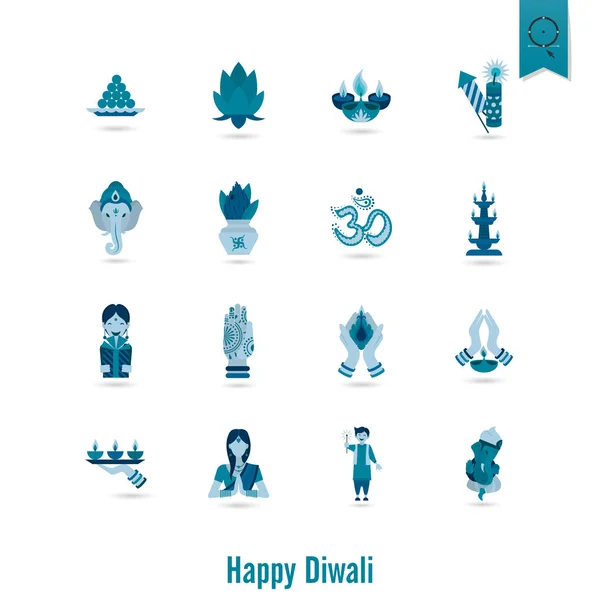 Diwali. Iconos del Festival Indio — Vector de stock