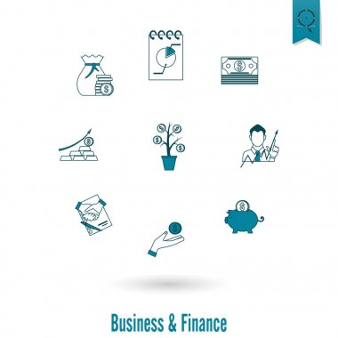iş ve finans simgesi seti