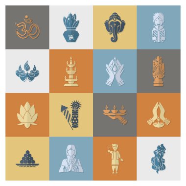 Diwali. Hint Festivali simgeler