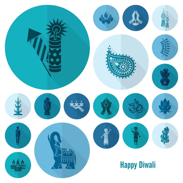 Diwali. Iconos del Festival Indio — Vector de stock