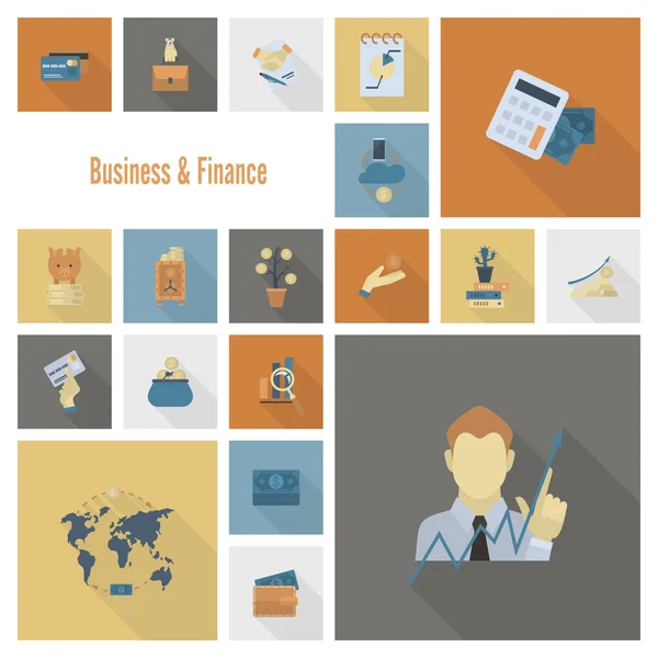 Conjunto de iconos de negocios y finanzas — Vector de stock