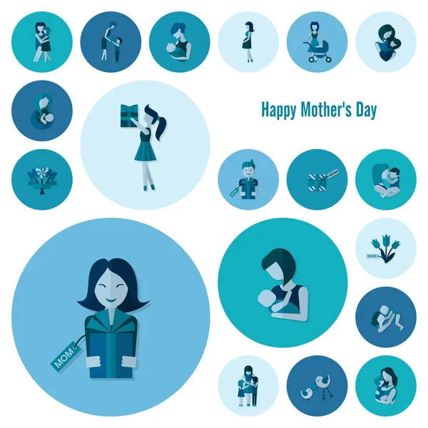 Happy Mothers Day pictogrammen — Stockvector