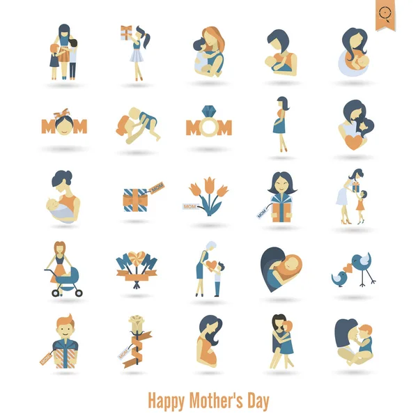 Feliz Día de las Madres Iconos — Archivo Imágenes Vectoriales