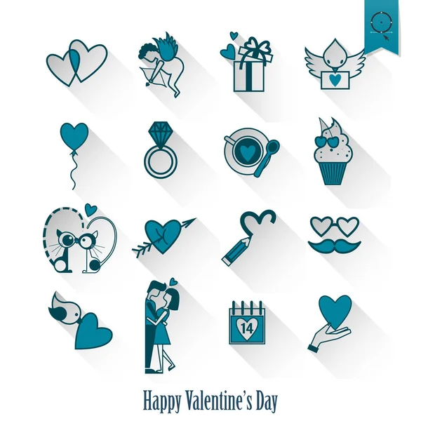 Happy Valentijnsdag pictogrammen — Stockvector