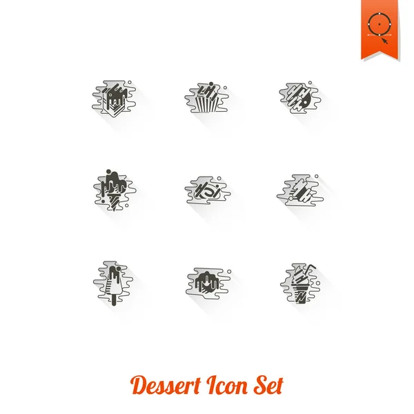 Dessert Icon Set in moderne platte designstijl — Stockvector