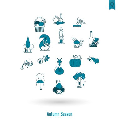 Düz sonbahar simgeler kümesi