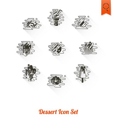 Modern düz tasarım tarzında tatlı Icon Set