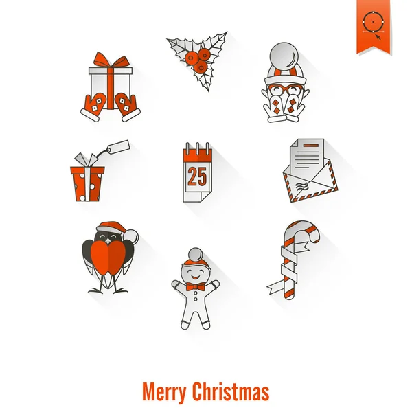 Collection d'icônes de Noël et d'hiver — Image vectorielle