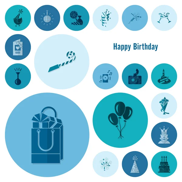 Happy Birthday Icons Set — Stock Vector