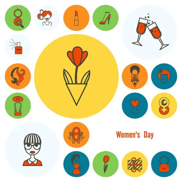 Womans Day Icon Set — Stock Vector