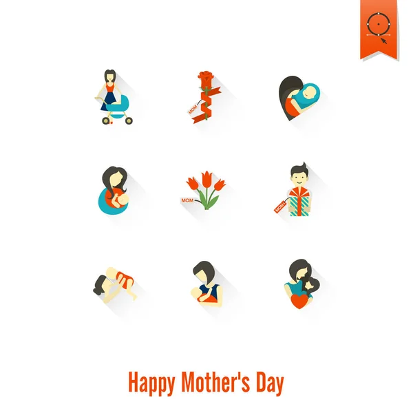 Happy Mothers Day Icons — Stock Vector