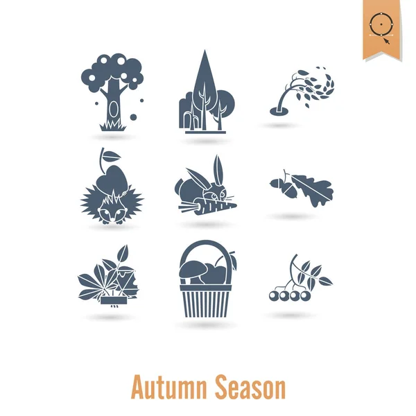 Conjunto de iconos planos de otoño — Vector de stock