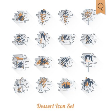 Modern düz tasarım tarzında tatlı Icon Set