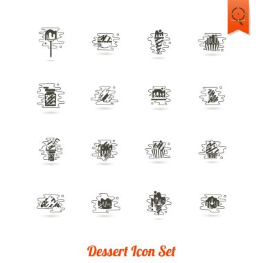 Modern düz tasarım tarzında tatlı Icon Set