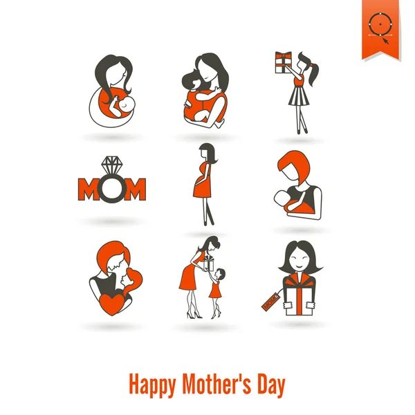 Happy Mothers Day Icônes — Image vectorielle