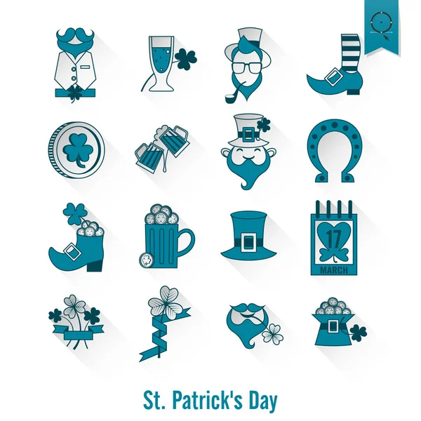 Saint Patricks Day Icon Set izole — Stok Vektör