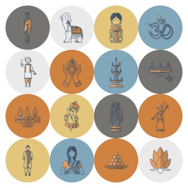 Diwali. Hint Festivali simgeler