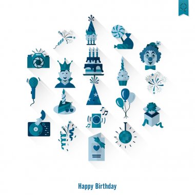 Mutlu doğum günü Icons set