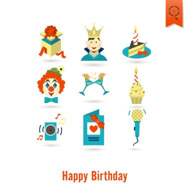 Mutlu doğum günü Icons set