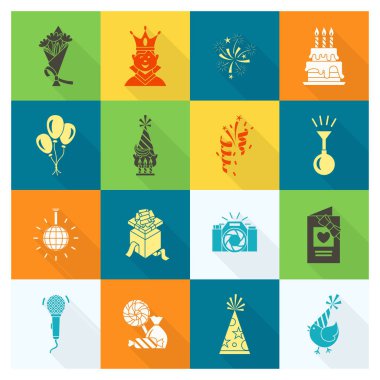 Mutlu doğum günü Icons set